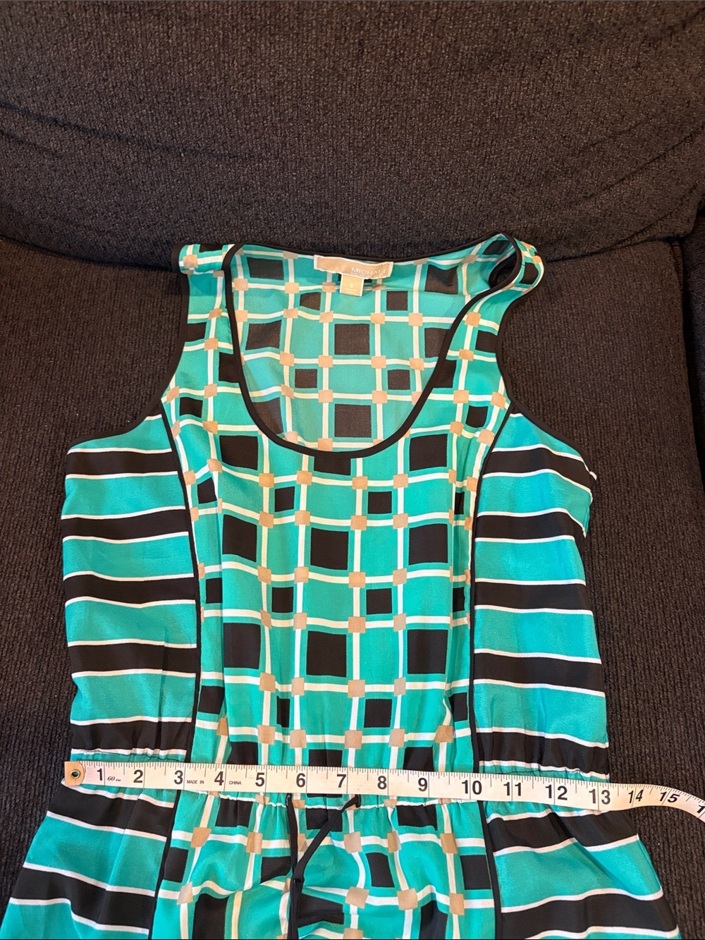 MICHAEL Michael Kors Teal and Black Geometric Print Maxi Dress - Picture 11 of 13
